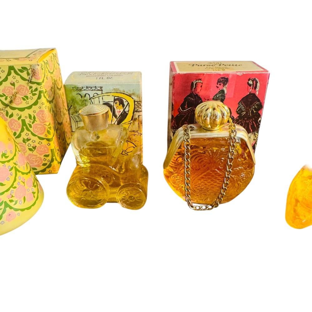 Vtg Avon Cologne Set American Belle Carriage Purse Dolphin Bottles with Boxes - Picture 5 of 6